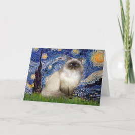 Tarjeta Noche estrellada - gato himalayo 7