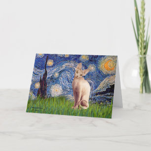 Tarjeta Noche estrellada - Gato Sphynx crema