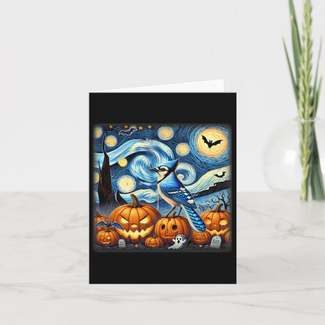 Tarjeta Noche estrellada Halloween Blue Jay  (Anverso)
