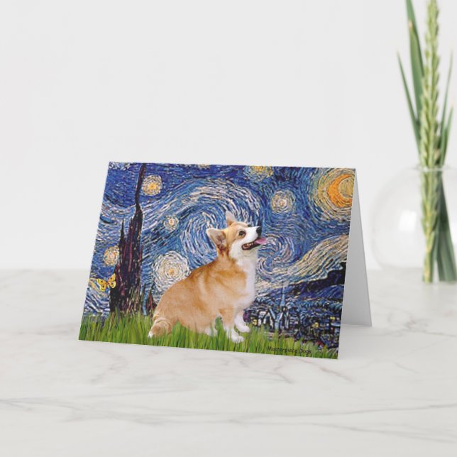 Tarjeta Noche estrellada - Pembroke Welsh Corgi 7b (Anverso)