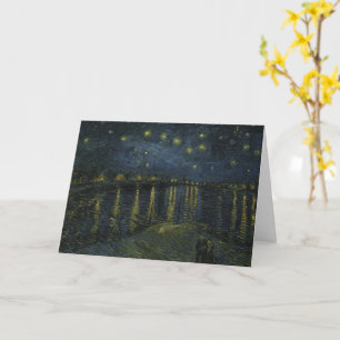 Tarjeta Noche estrellada sobre el Ródano, pintura al óleo 