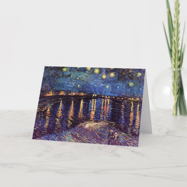 Tarjeta Noche estrellada sobre el Ródano por Van Gogh (Anverso)