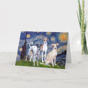 Tarjeta Noche estrellada - Tres galgos italianos