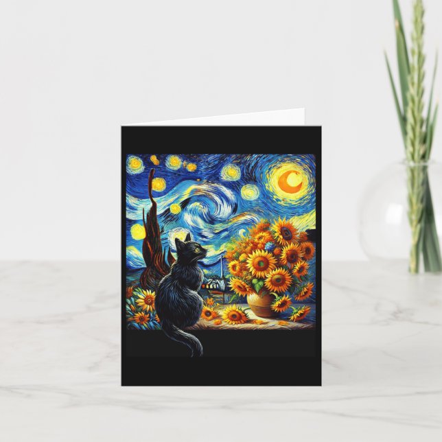 Tarjeta Noche estrellada Vincent Van Gogh Sunflowers Cat L (Anverso)