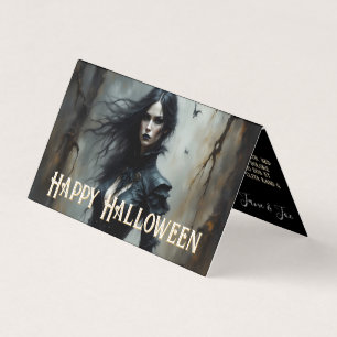 Tarjeta Noche gótica de Halloween del misterio