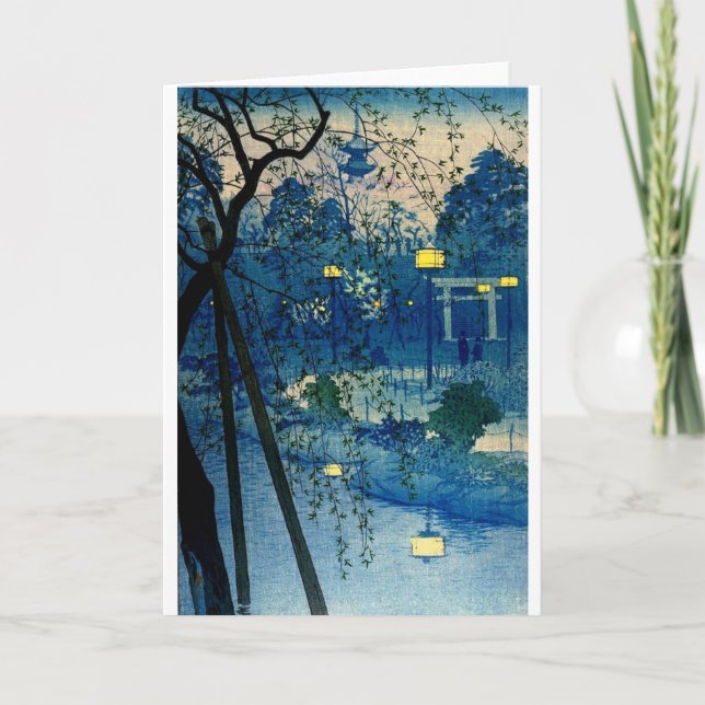Tarjeta Noche japonesa vintage en azul (Anverso)
