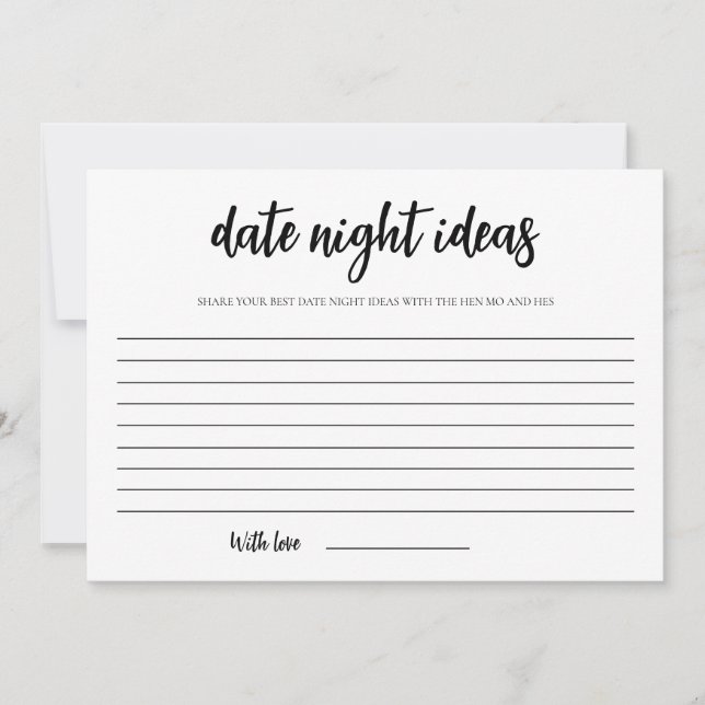 Tarjeta Noche minimalista para Ducha de Novias (Anverso)