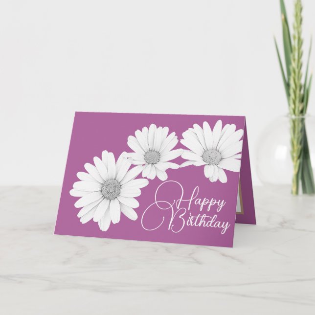 Tarjeta Noche moderna de flores florales en salsa rosa (Anverso)