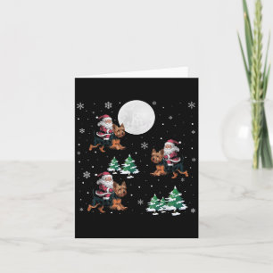 Tarjeta Noche navideña Santa Riding Yorkshire Terrier Funn