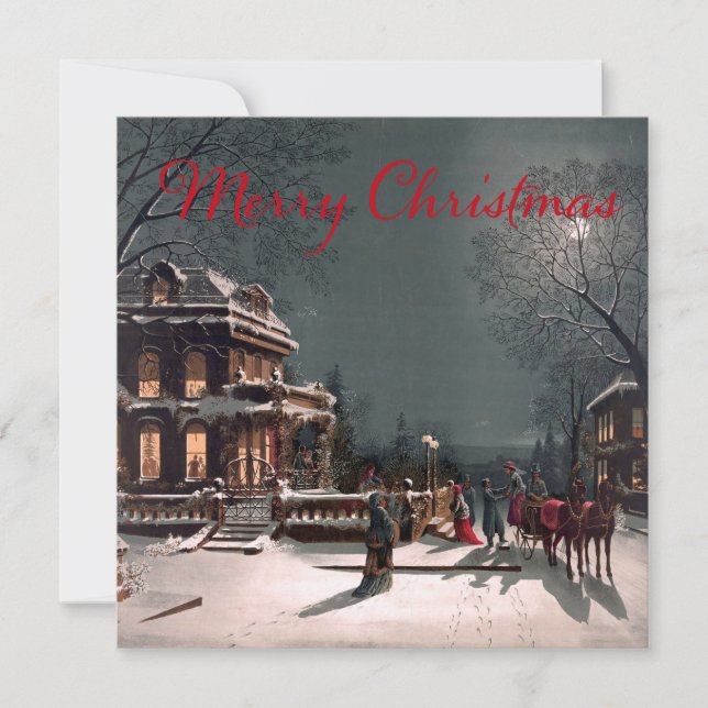 Tarjeta Noche navideña victoriana vintage (Anverso)
