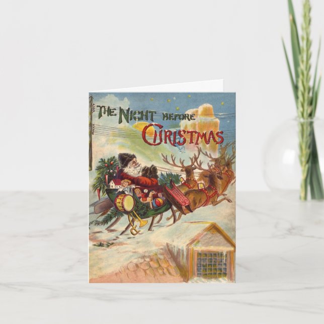 Tarjeta Noche navideña vintage antes de Navidades gracias (Anverso)