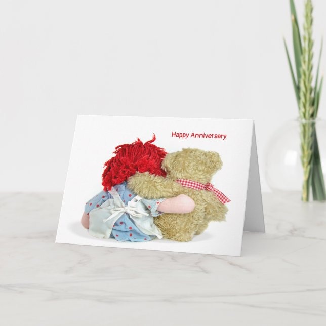 Tarjeta Noche romántica y oso de aniversario (Anverso)