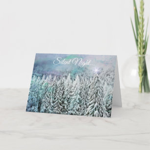 Tarjeta Noche silenciosa Árboles nevados Navidades Star Ca