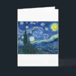 Tarjeta Noche Starry ~ Van Gogh<br><div class="desc">El cuadro más famoso de Vincent Van Gogh. Una moderna obra de arte con un paisaje nocturno de color azul oscuro decorado con brillantes olas de colores amarillos, blancos y naranjas estrellas brillantes. Título original neerlandés: De sterrennacht . Este jadeo de aceite muestra las vistas fuera de la ventana sanitaria...</div>