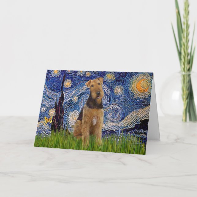 Tarjeta Noche Stgarry - Airedale Terrier (#1) (Anverso)
