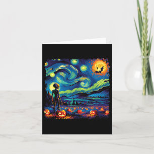 Tarjeta Noche Van Gogh Starry Alien Halloween Fall Pum