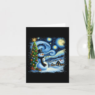 Tarjeta Noche Van Gogh Starry Navidades Snowman Nigh