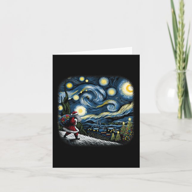 Tarjeta Noche Van Gogh Starry Santa Navidades Invierno Sno (Anverso)