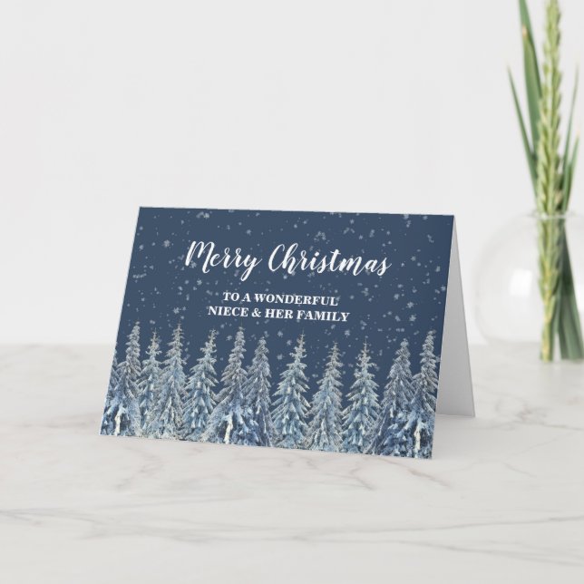 Tarjeta Nochebuena de invierno y Feliz Navidad para la fam (Anverso)