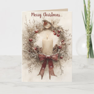 Tarjeta Nochebuena editable de Velas de guirnalda y navida