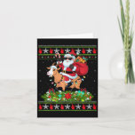 Tarjeta Nochebuena estilo suéter Santa Riding Christma<br><div class="desc">Navidades de cabras de Santa Riding con estilo de suéter navideño</div>