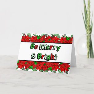 Tarjeta Nochebuena Merry and Bright Dibujada a Mano