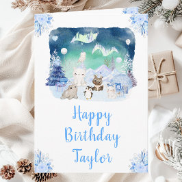 Tarjeta Noches felices para los animales del Ártico