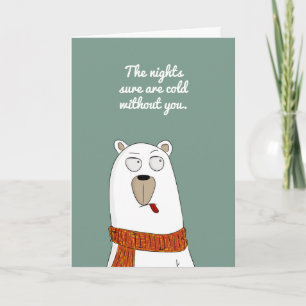 Tarjeta Noches Frías Sin Tu Oso Polar Cuidada Te Extraña