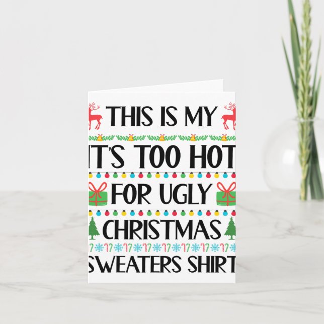 Tarjeta Noches graciosas muy Navidades feas sudorosas muje (Anverso)