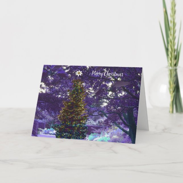 Tarjeta nocturna de Navidades púrpura (Anverso)