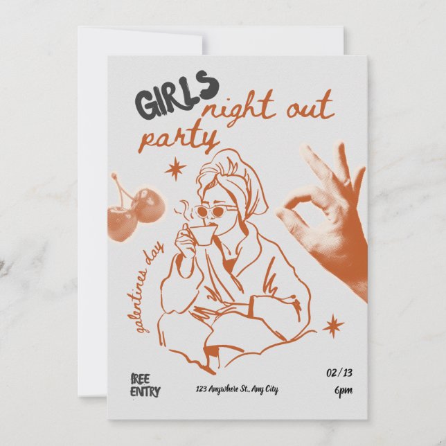 Tarjeta nocturna del Chica del Fiesta de Galentine (Anverso)