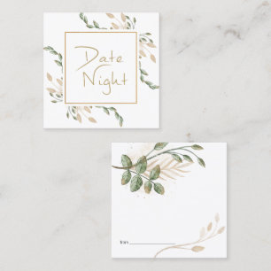 Tarjeta nocturna Gold Sage Green Floral