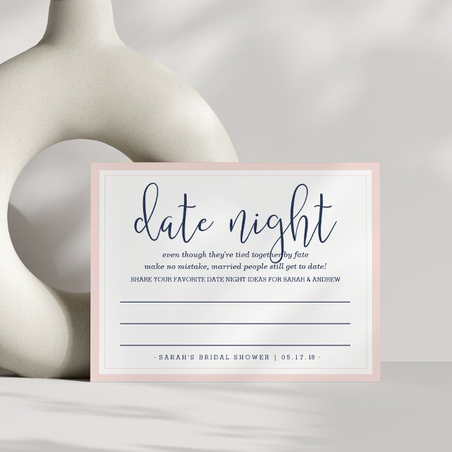 Tarjeta nocturna Rubor & Navy Bridal Shower (Subido por el creador)