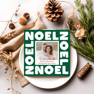 Tarjeta Noel Verde Tipografía Contemporánea Foto Fiesta