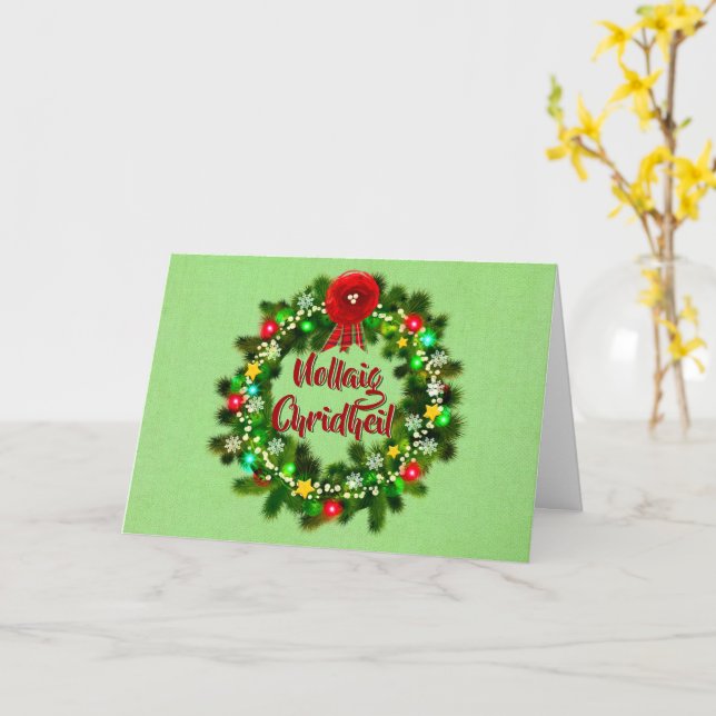Tarjeta Nollaig Chridheil Navidades escoceses saludan (flor amarilla)