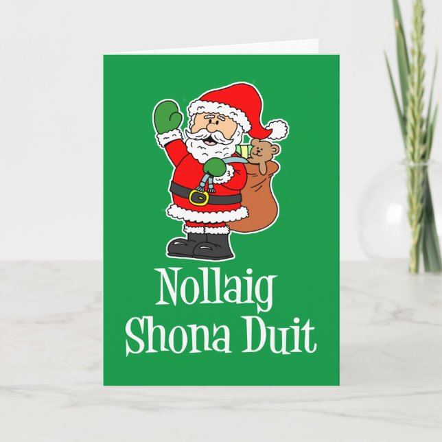 Tarjeta Nollaig Shona Duit Navidades irlandeses Santa (Anverso)