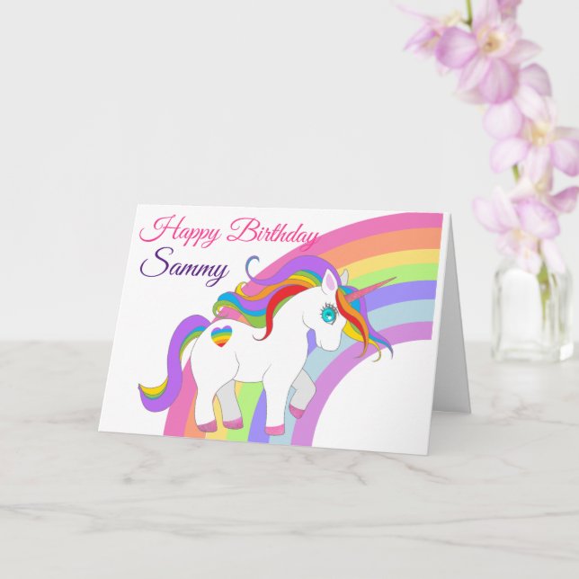 Tarjeta Nombramiento de unicornio de cumpleaños de niña (Orquídea)
