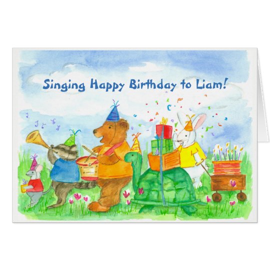 Tarjeta Nombre animal del personalizado del cumpleaños del