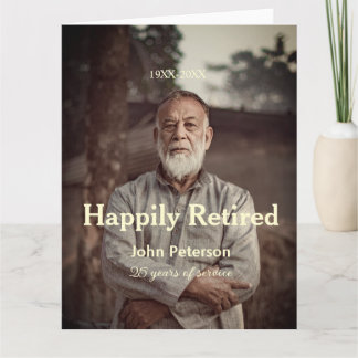 Tarjeta nombre año años de servicio Feliz jubilación foto