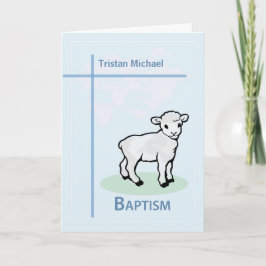 Tarjeta Nombre Bautizo Niño Azul Cordero