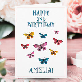 Tarjeta Nombre de Chica de mariposa de Cute Cumpleaños Fel