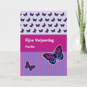 Tarjeta Nombre de cumpleaños Butterfly dutch Verjaardag