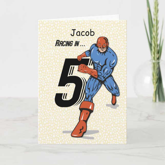 Tarjeta Nombre de encargo, Jacob, 5to super héroe del (Anverso)