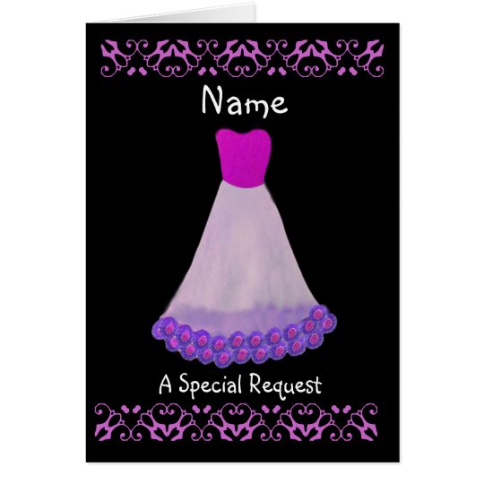 Tarjeta NOMBRE DE ENCARGO - vestido púrpura y blanco de la
