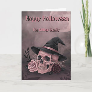 Tarjeta Nombre de Familia Personalizado Calavera y Rosas B