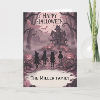 Tarjeta Nombre de Familia Personalizado Pinkoween Truco o