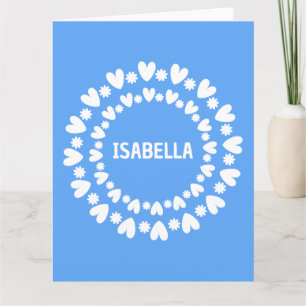 Tarjeta Nombre De Flores Y Corazones