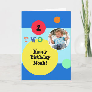Tarjeta Nombre de foto moderna colorida cumpleaños 2
