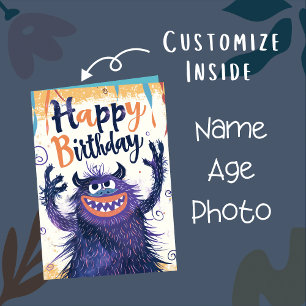 Tarjeta Nombre de foto personalizada Edad   Ilustración de