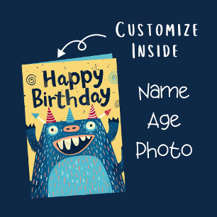 Tarjeta Nombre de foto personalizada Edad Ilustración de